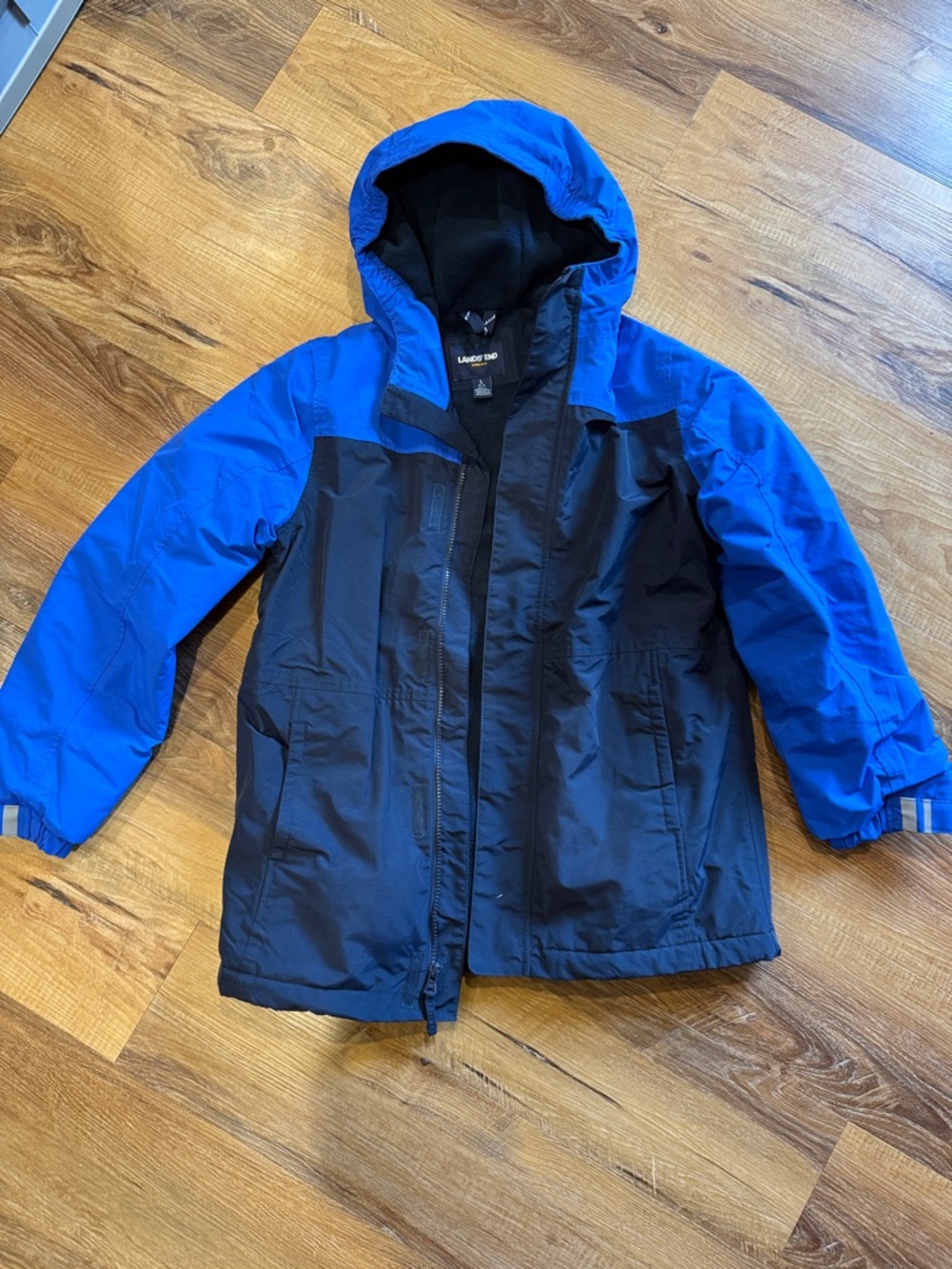 Boys Lands' End Blue and Black Kids Hooded Jacket